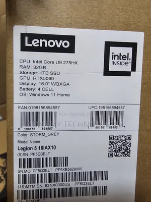 New Laptop Lenovo Legion 5 32GB Intel Core Ultra 9 SSD 1T