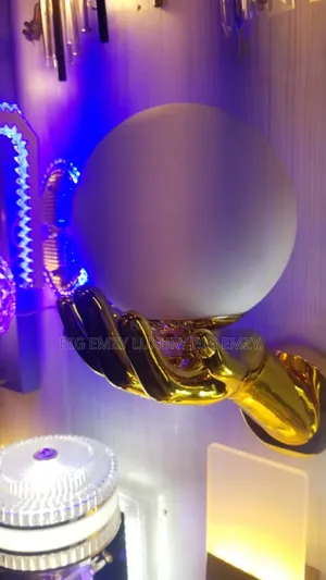 Hand of Gold Wall Light or Hand-Holding Globe Wall Lamps.