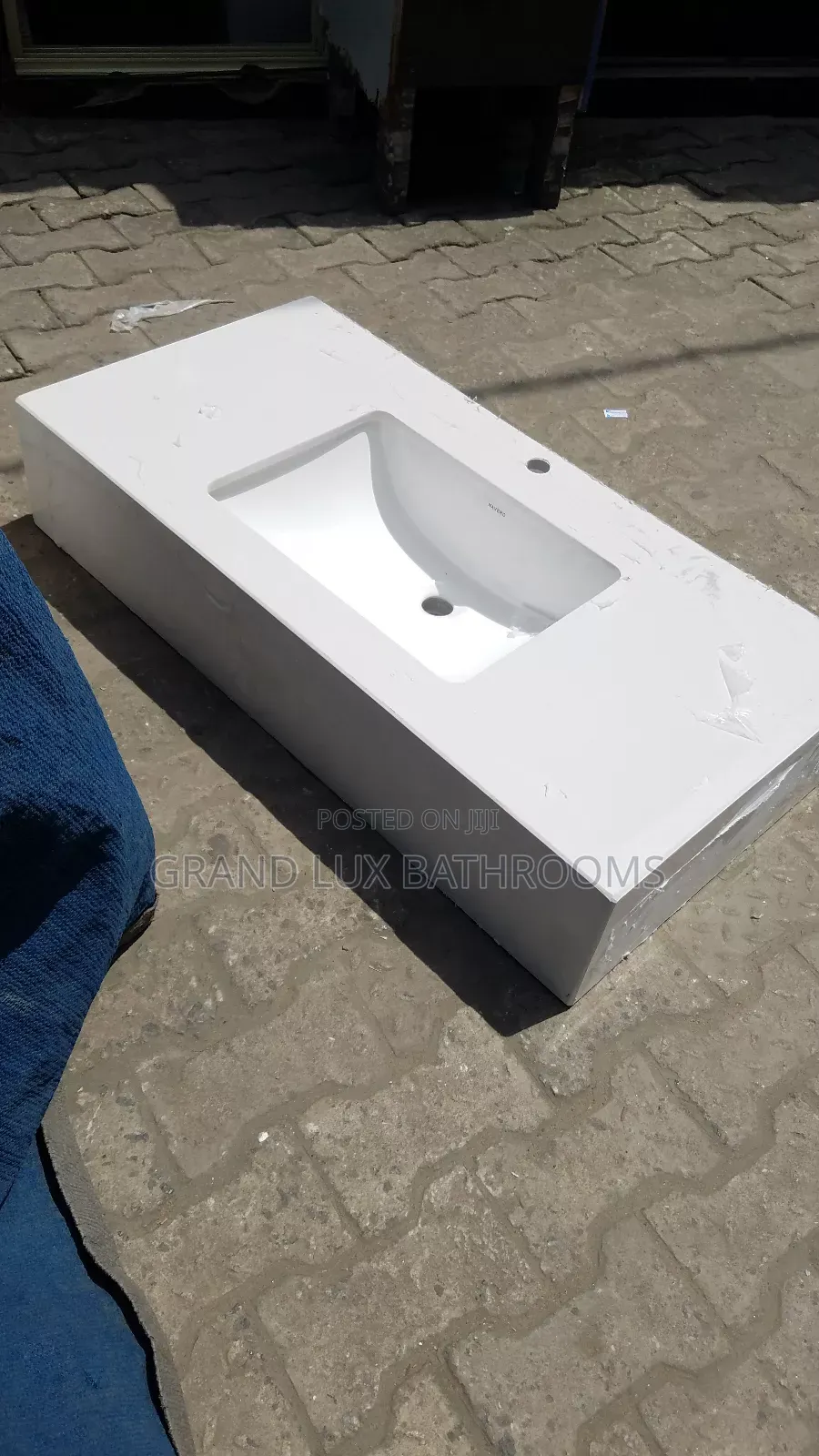White Modern Rectangular Marble Vanity Top With Integrated Basin