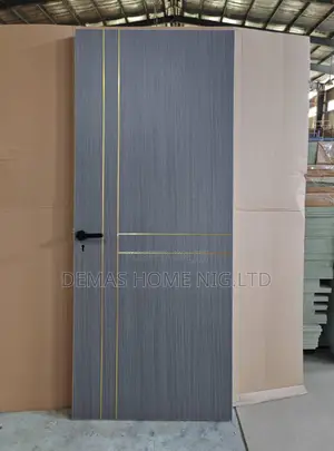 Grey Wooden Door Gold Line