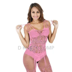 Coral Pink Sheer Lace Sexy Backless Women’S Bodysuit Lingerie