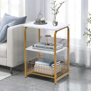 Square Wooden Tier 3 Storage Side Table for Bedroom