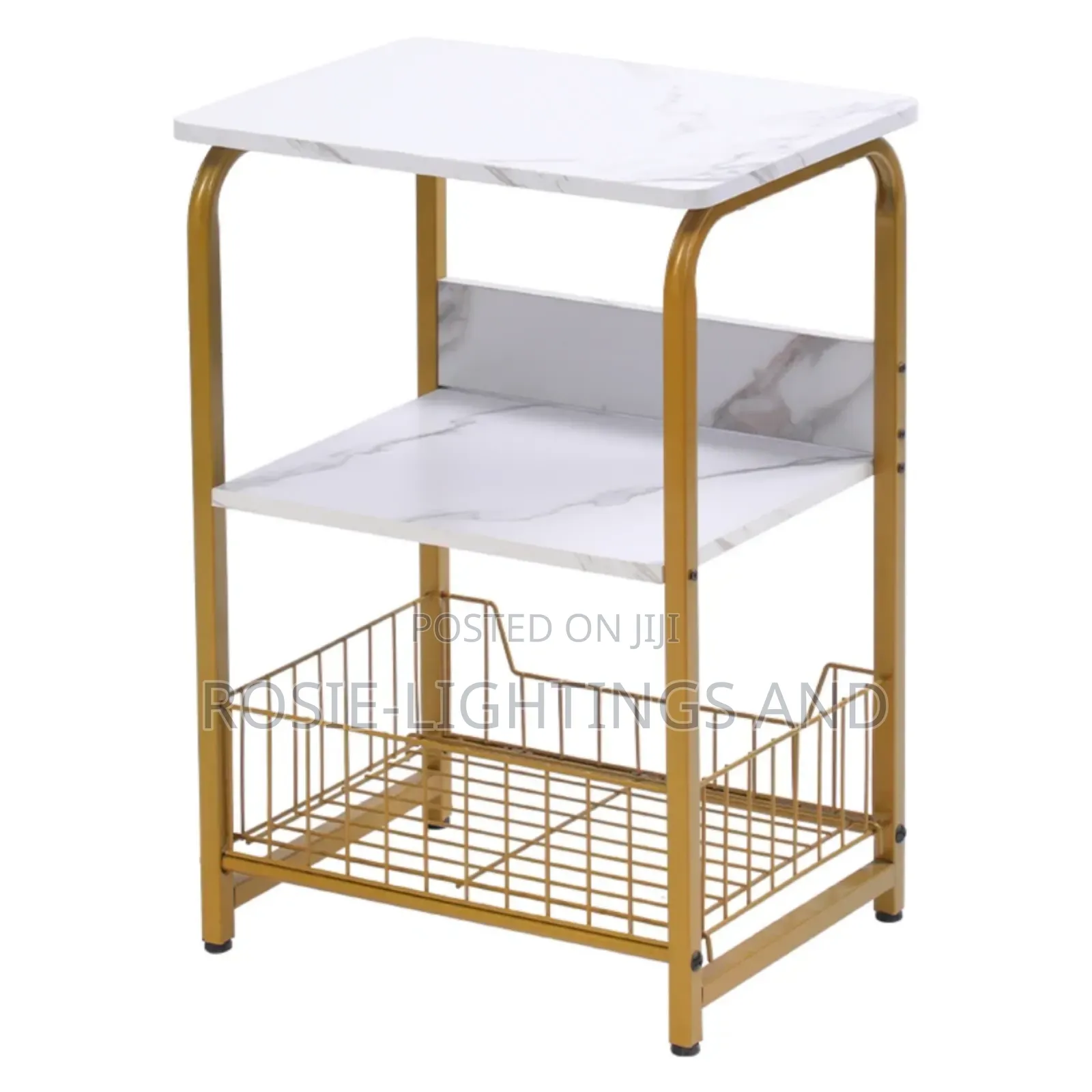 Square Wooden Tier 3 Storage Side Table for Bedroom