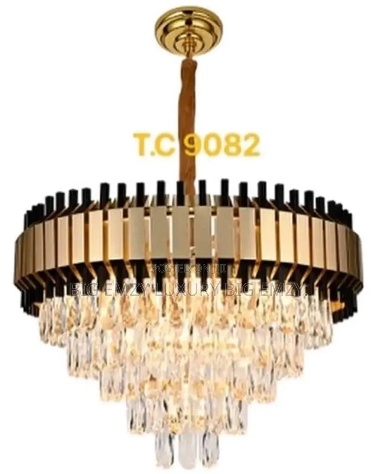 Black and Gold Luxurious Crystal Chandelier .