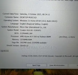 Laptop MSI 32GB AMD Ryzen 9 SSD 2T