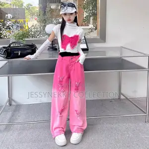 Luxurious Girl Trousers And Top With Hand Stockings