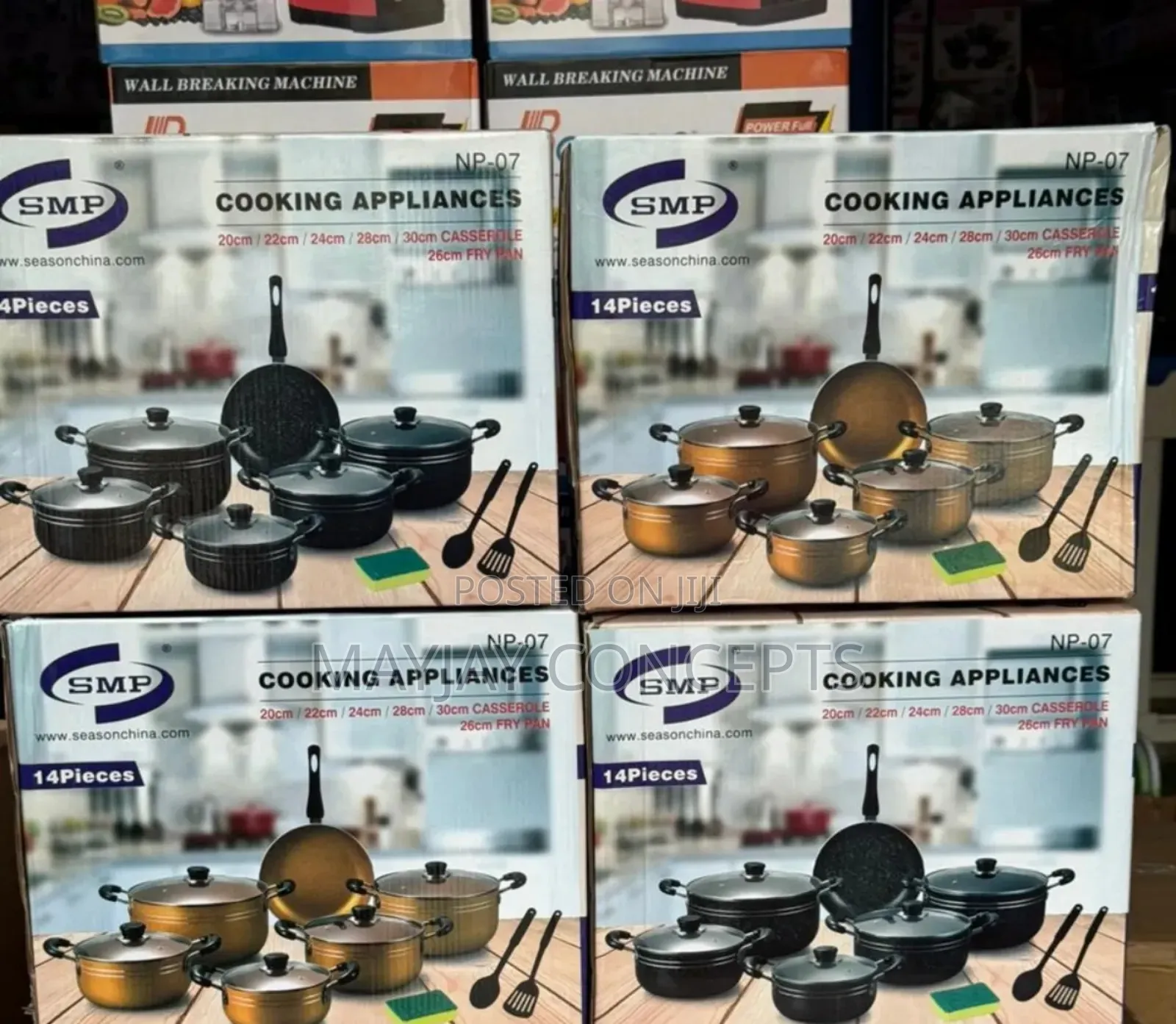 SMP 14pcs Non Stick 5 Pots Plus Frying-Pan and Spoon-Np07