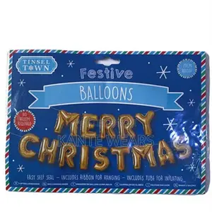 Merry Christmas Balloon Banner - Gold