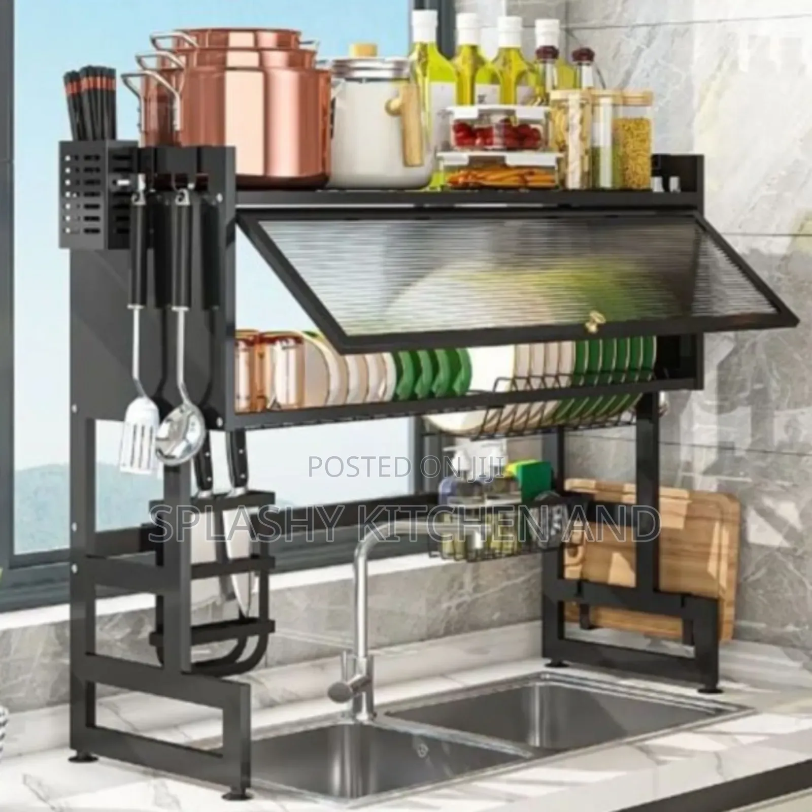 Over the Sink Plate Rack With Cover