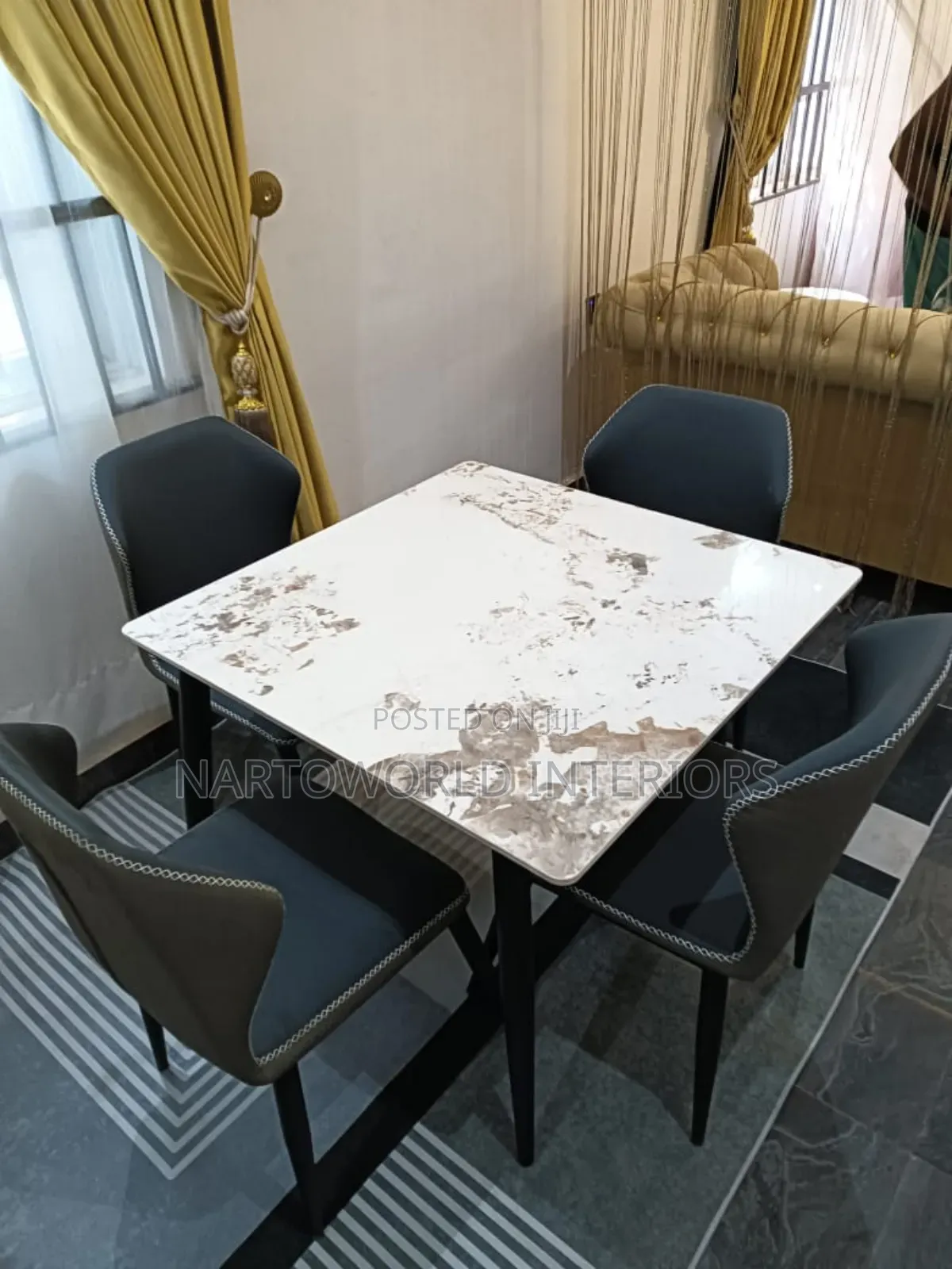 Sleek 4-Seater Marble Dining Set