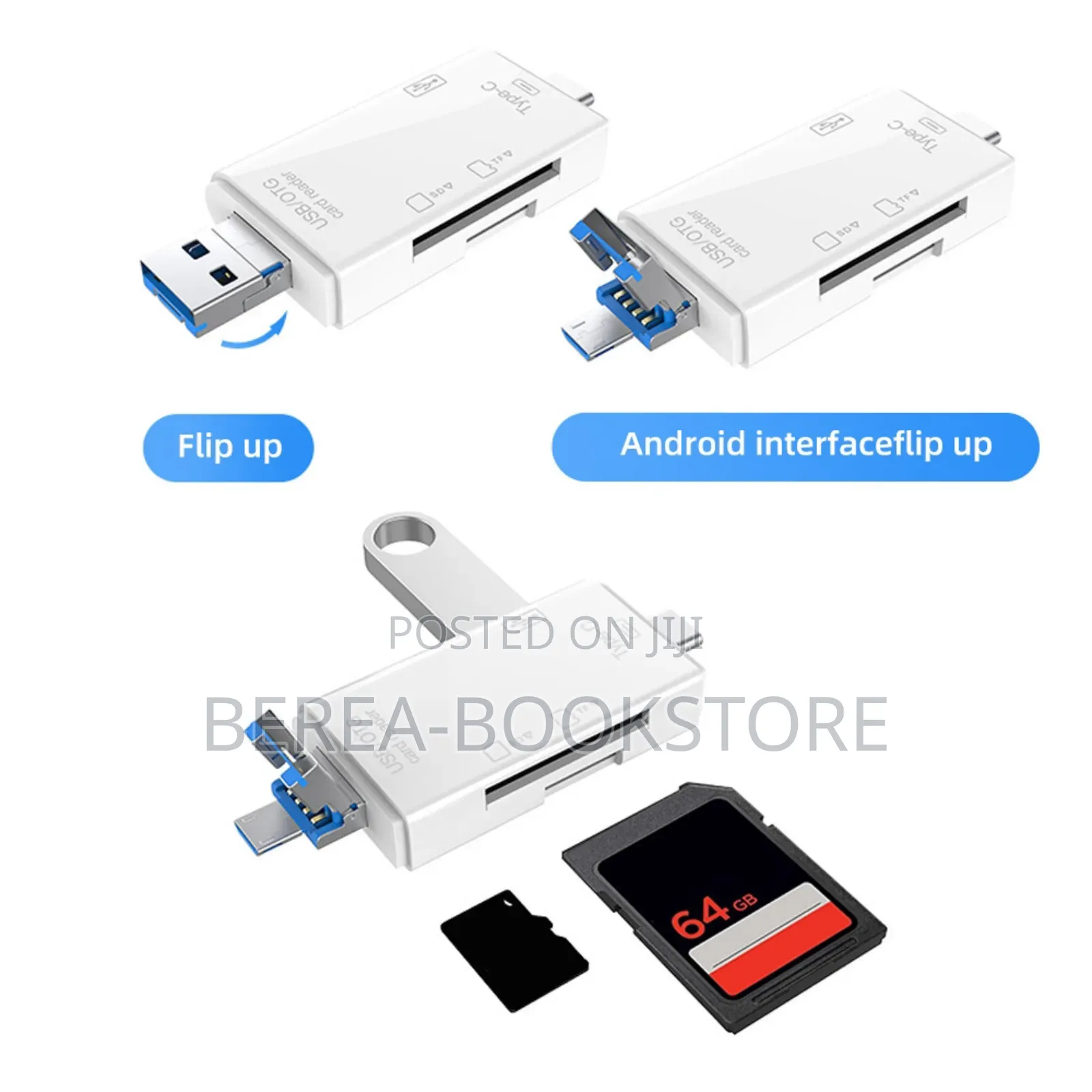 6-in-1 Usb 2.0 Type C Card Reader 2pcs(Black White)