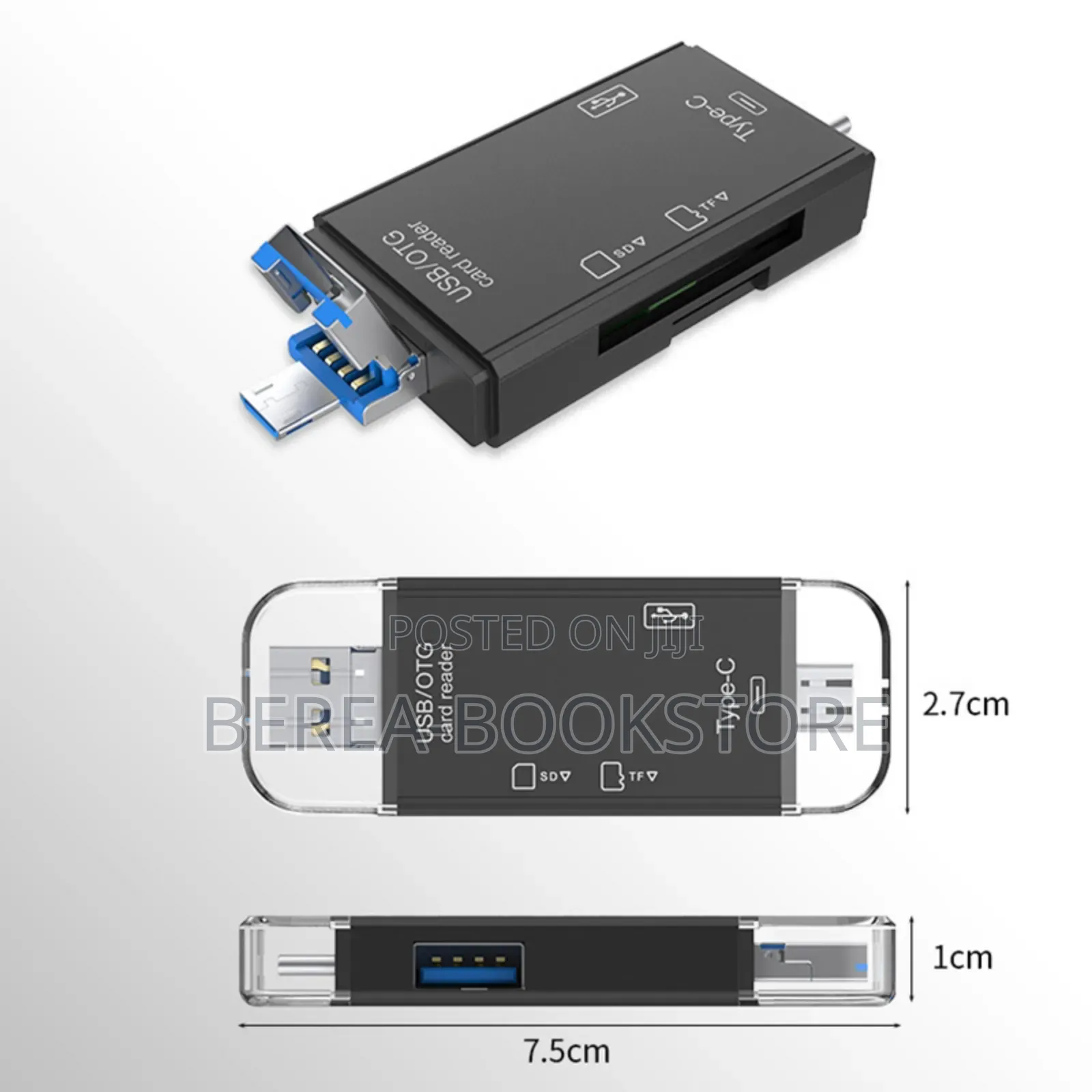 6-in-1 Usb 2.0 Type C Card Reader 2pcs(Black White)