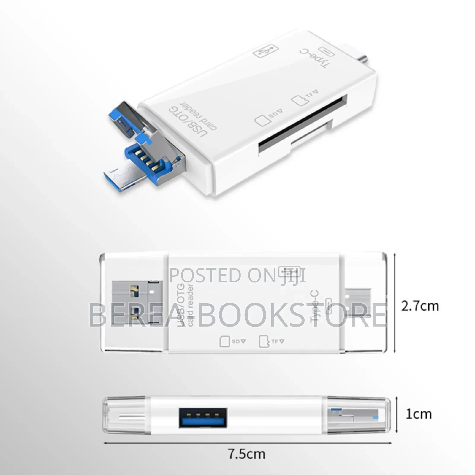 6-in-1 Usb 2.0 Type C Card Reader 2pcs(Black White)