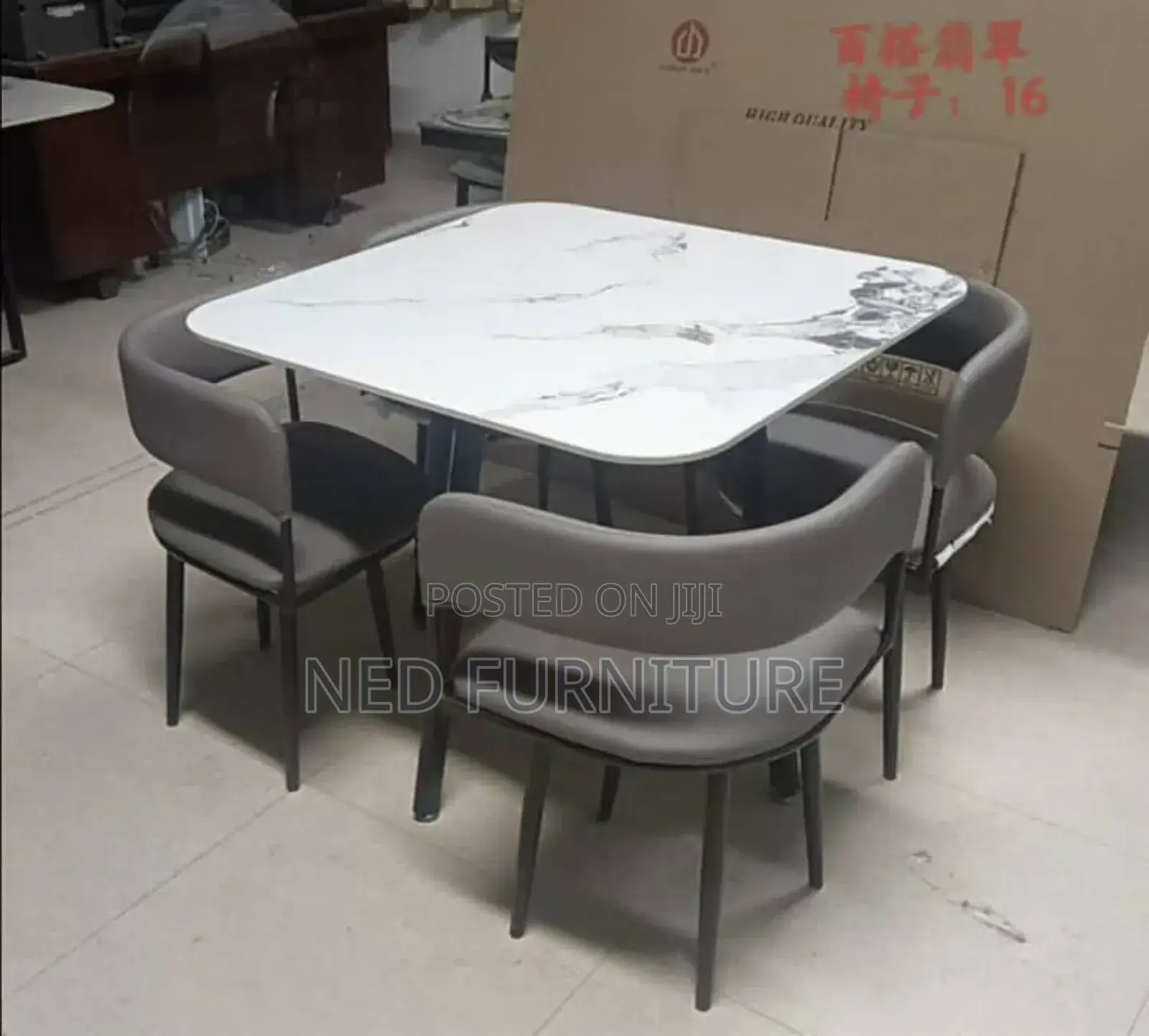 Quality Ceramic Dining By 4 Leather Seaters