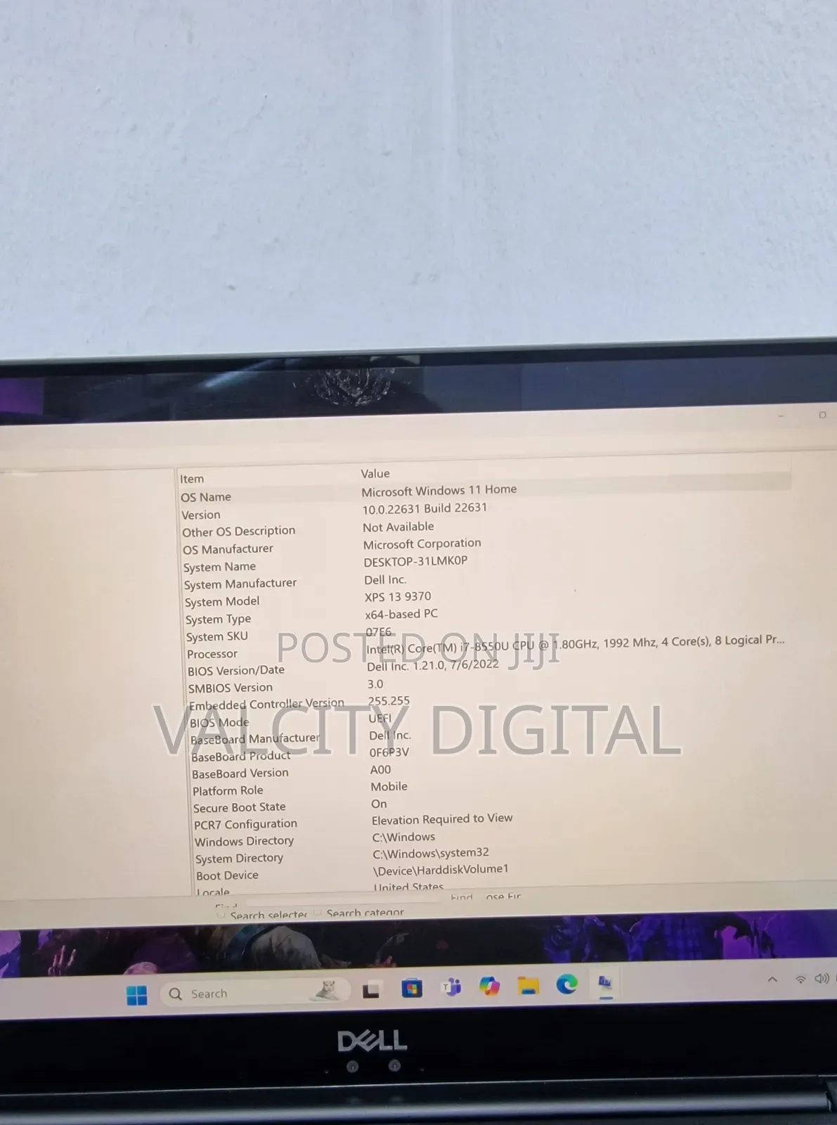 Laptop Dell XPS 13 9370 16GB Intel Core i7 SSD 512GB