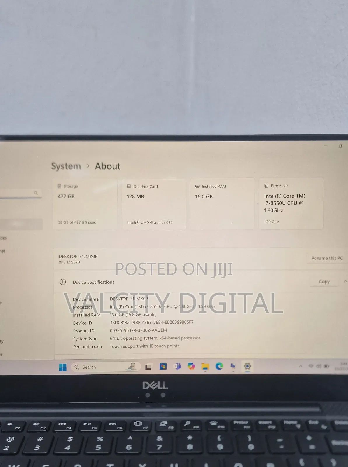 Laptop Dell XPS 13 9370 16GB Intel Core i7 SSD 512GB