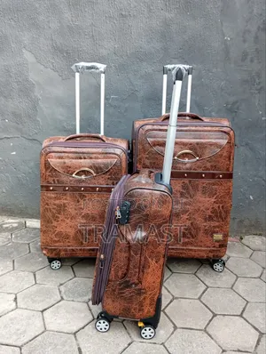 Swiss Polo 3 Set Leather Luggage - Brown