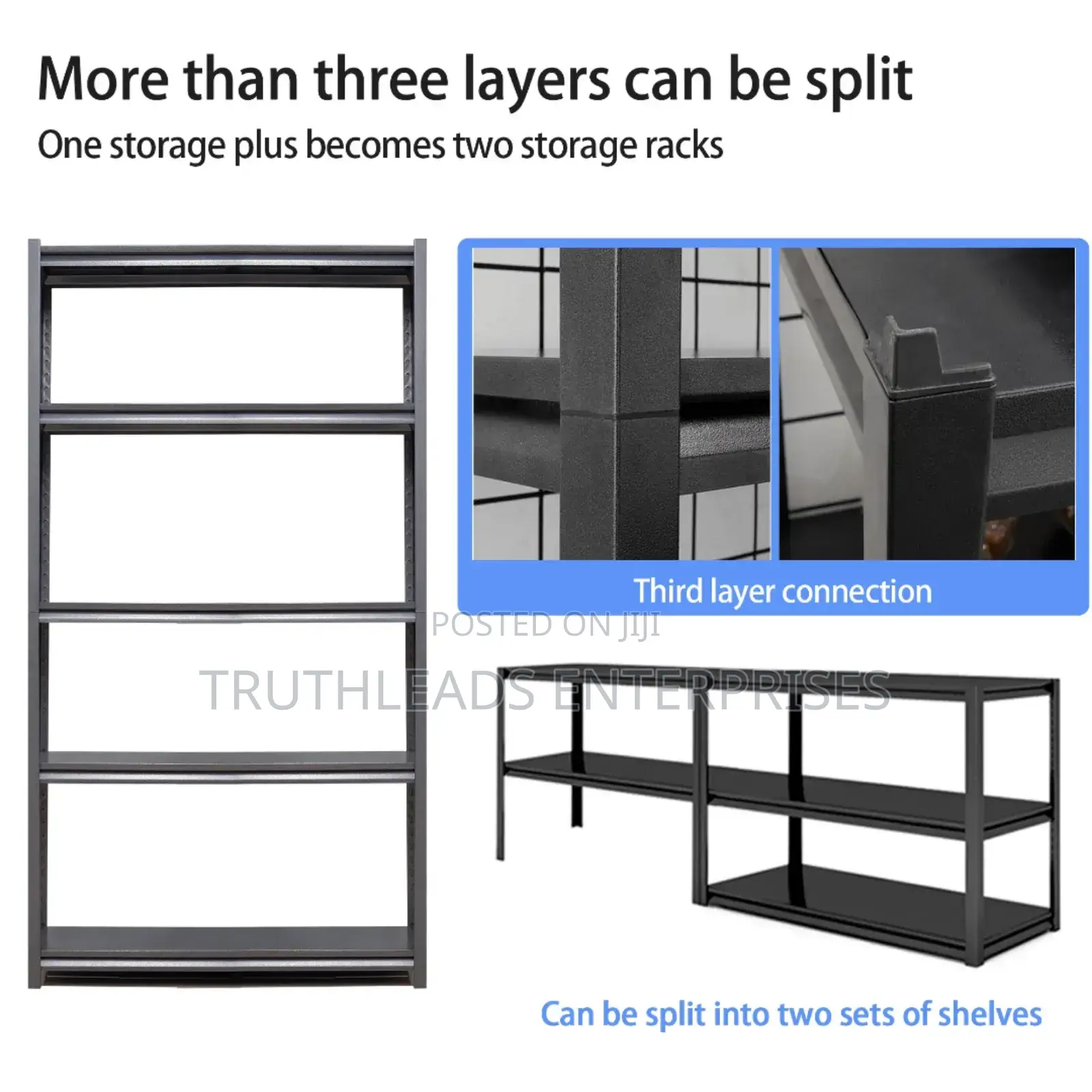 Splittable Boltless Storage Shelving