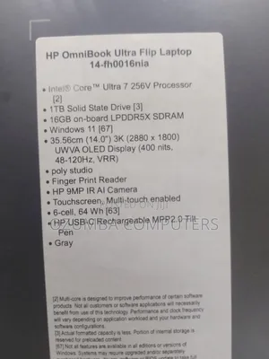 New Laptop HP OmniBook Ultra Flip 14" 16GB Intel Core Ultra 7 SSD 1T