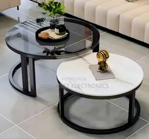 Luxury 2pcs Modern Marble/Tempered Glass Round Nordic Center Tables