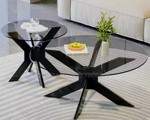 2pcs X-Shaped Luxury Tempered Glass Top Nordic Coffee Centre Table