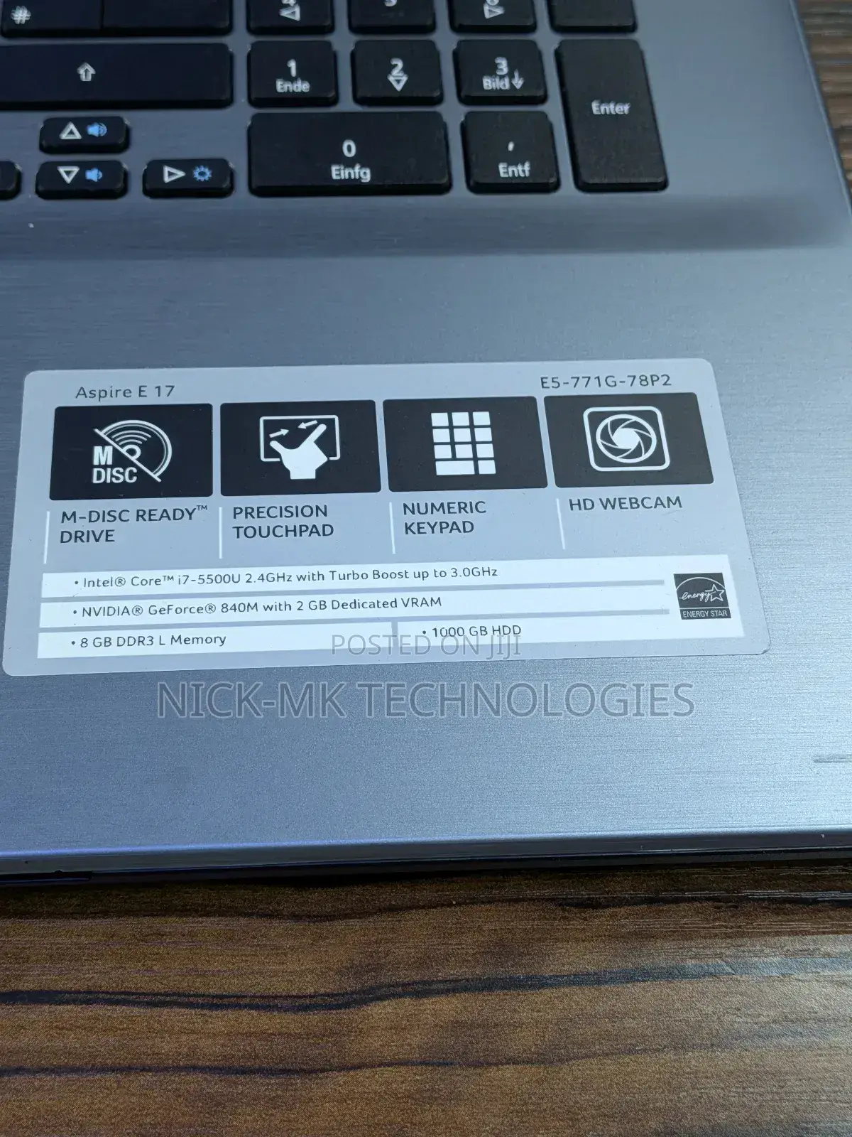 Laptop Acer Aspire E5-771g 8GB Intel Core I7 HDD 1T