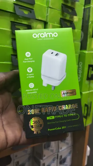 Oraimo Powercube 201 203ucc) 20w Rapid Charge Dual-Port Fast Charger.