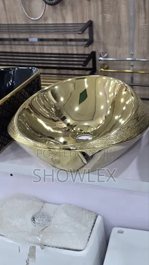 Gold Countertop Sink Made Of Ceramic