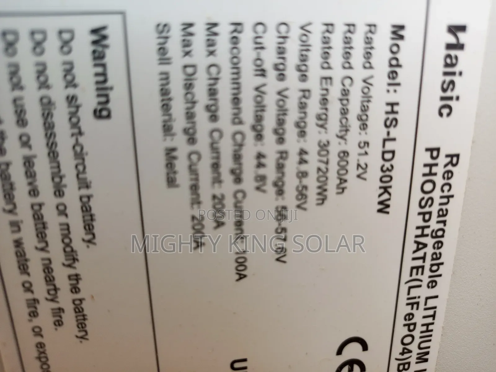 30kwh Haisic Lithium Iron Battery