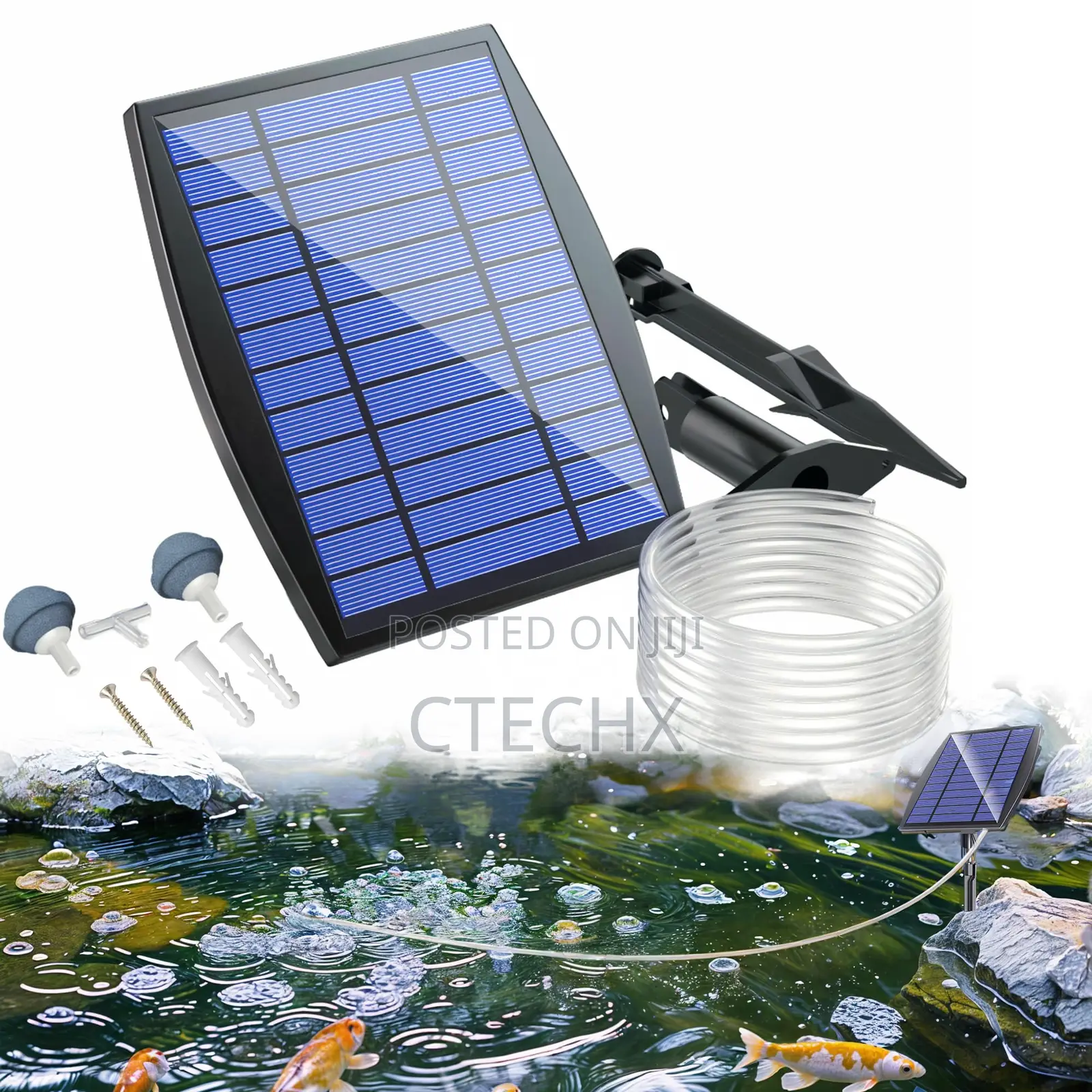 Solar Pond Aerator, Solar Oxygen Air Fountain Pump With Air Stones