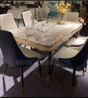 Imported Quality Dining Set With Marble Top Table and 6 Chair