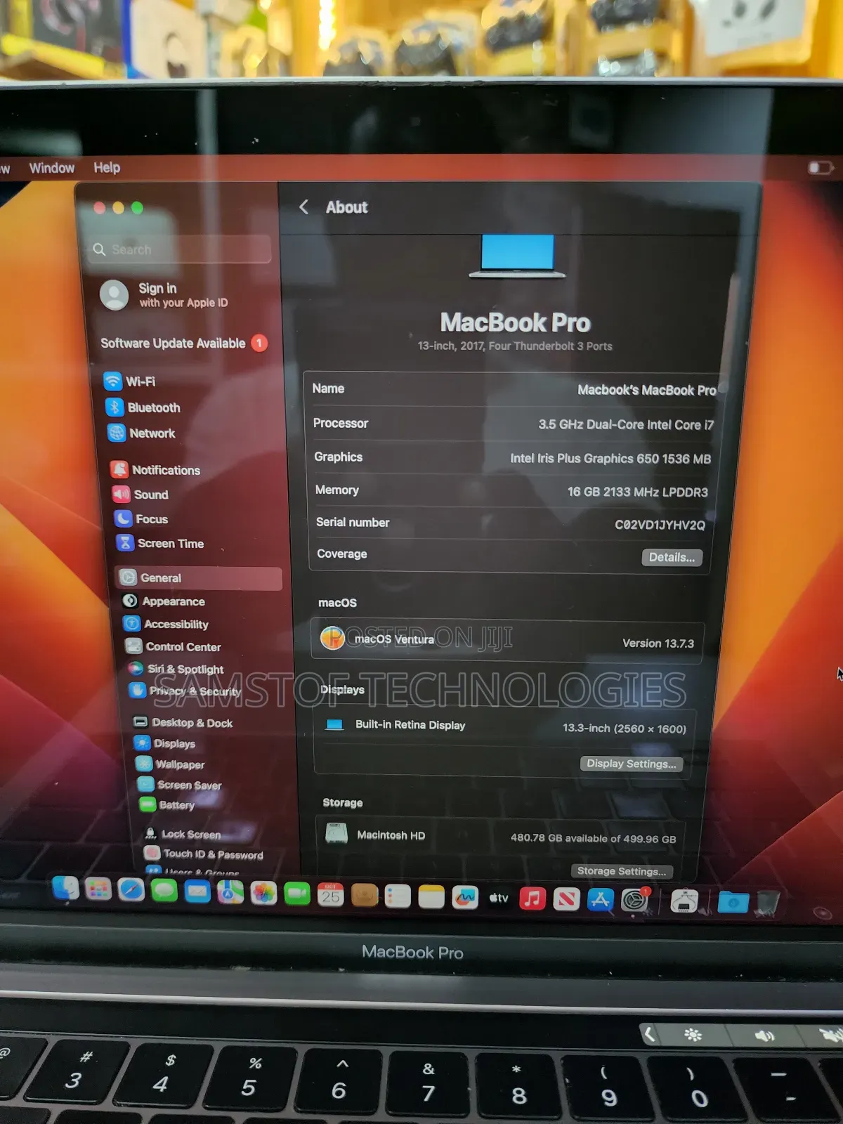 Laptop Apple MacBook Pro 2017 16GB Intel Core i7 SSD 512GB