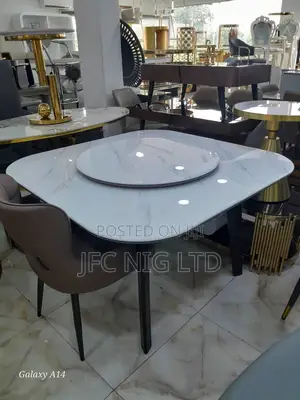 Extendable Glossy Marble Circle Dining Table Only