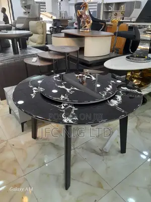 Extendable Glossy Marble Circle Dining Table Only