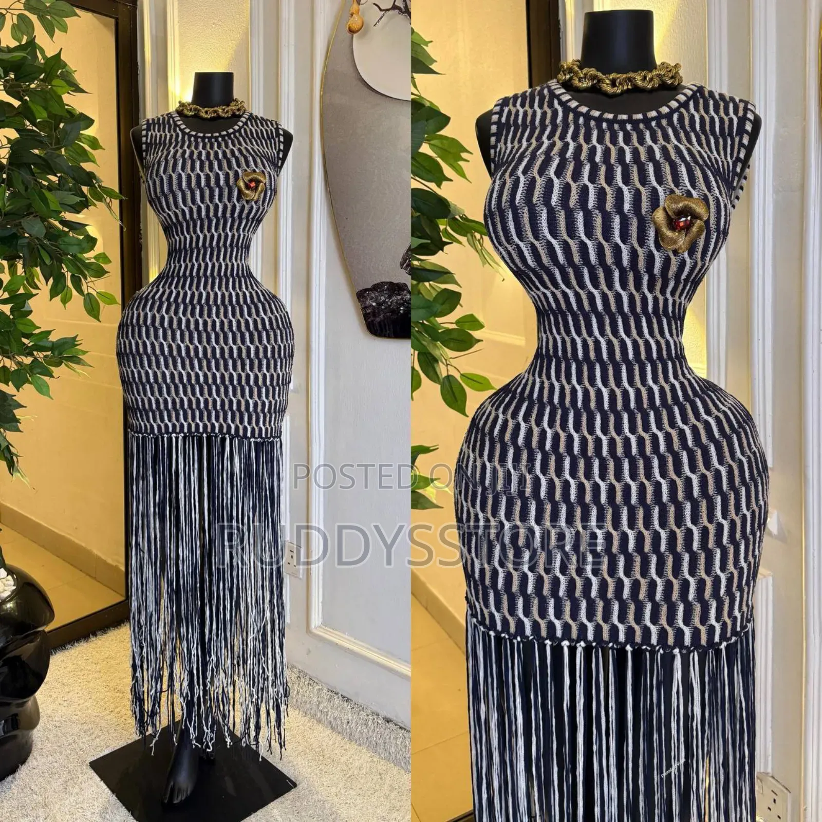 Luxury Sleeveless Knitted Fringe Dress – Bodycon Statement Outfit