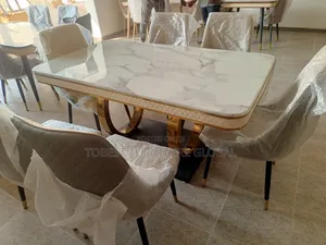 Marble Top 6 Sitters Dining Table Chairs