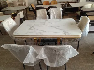 Marble Top 6 Sitters Dining Table Chairs