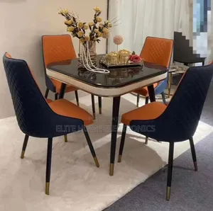 Luxury 4-Seater Marble-Top Dining Set