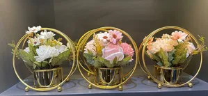 Brosmon Artificial Table Decor Flowers Gold Vase 1pc