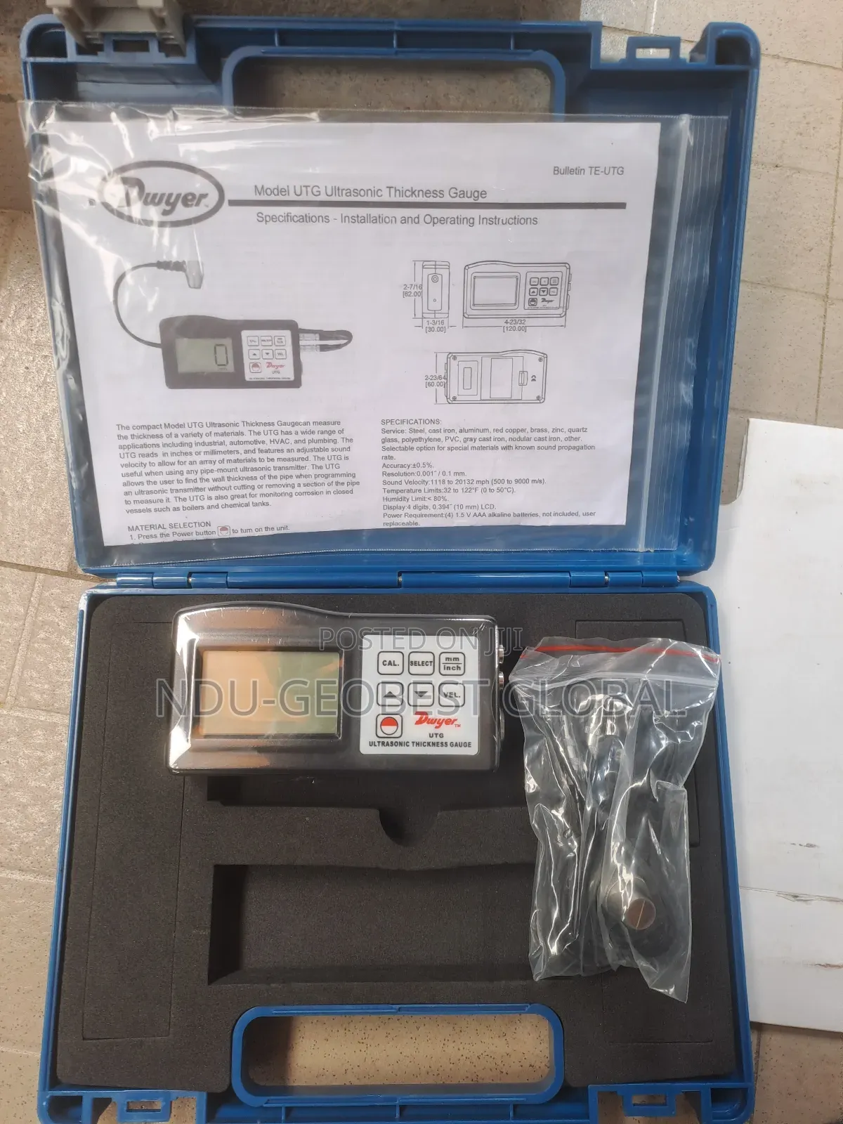 Dwyer Model Utg Ultrasonic Thickness Gauge