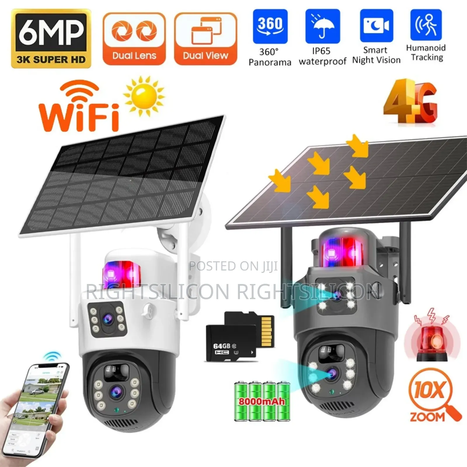 Usa Solar Powered Wireless Security Camera 360°Ptz Wifi Ip Solar