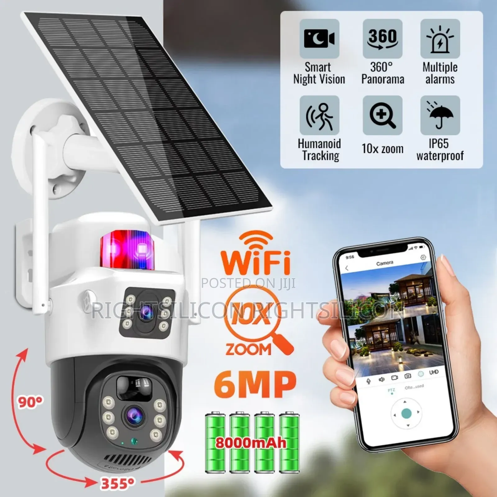Usa Solar Powered Wireless Security Camera 360°Ptz Wifi Ip Solar