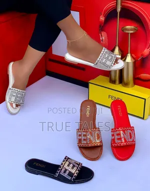 Women's Rhinestone Embellished Flat Slides. Sizes 37-42.