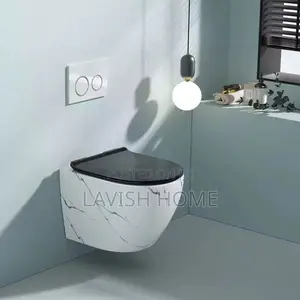 White Marble Wall-Hung Concealed Toilet
