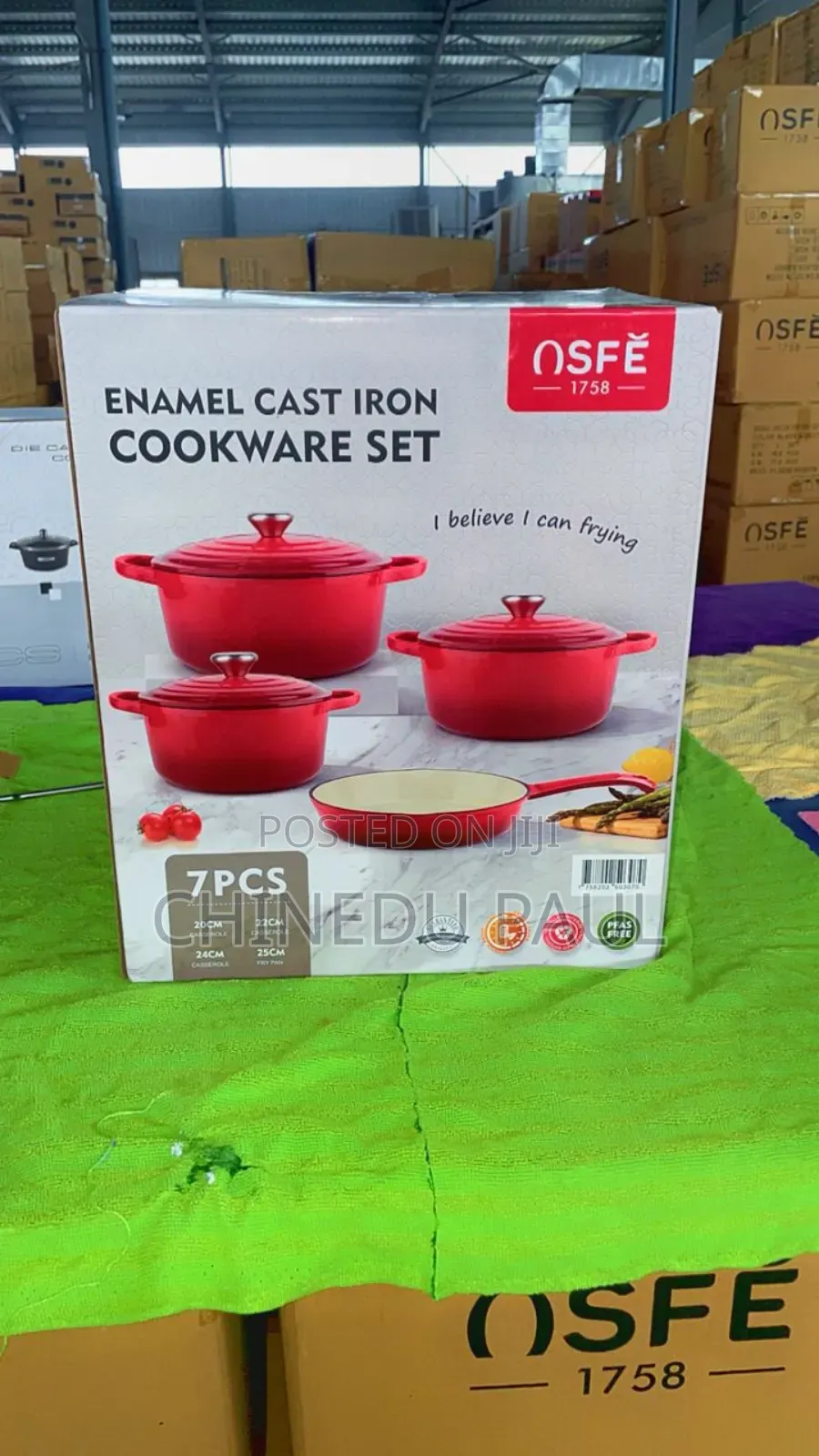 7-PCS Osfe Enamel Cast Iron Cookware Set