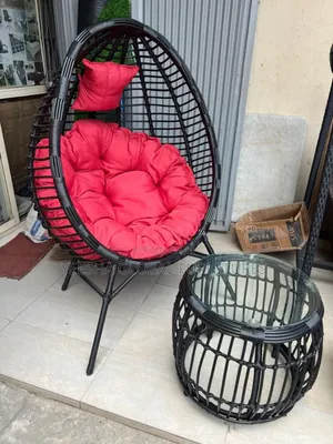 Oval Steady Chair With Center Table Glass Top