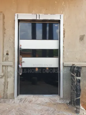 Able Home Security Pivot Door Top Notch Black With Silver Line