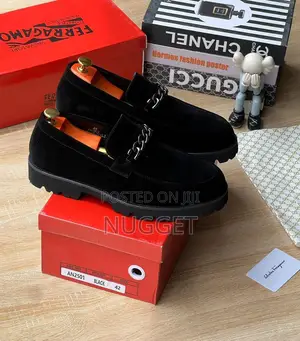Ferragamo Black Suede Loafers 
