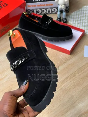 Ferragamo Black Suede Loafers 