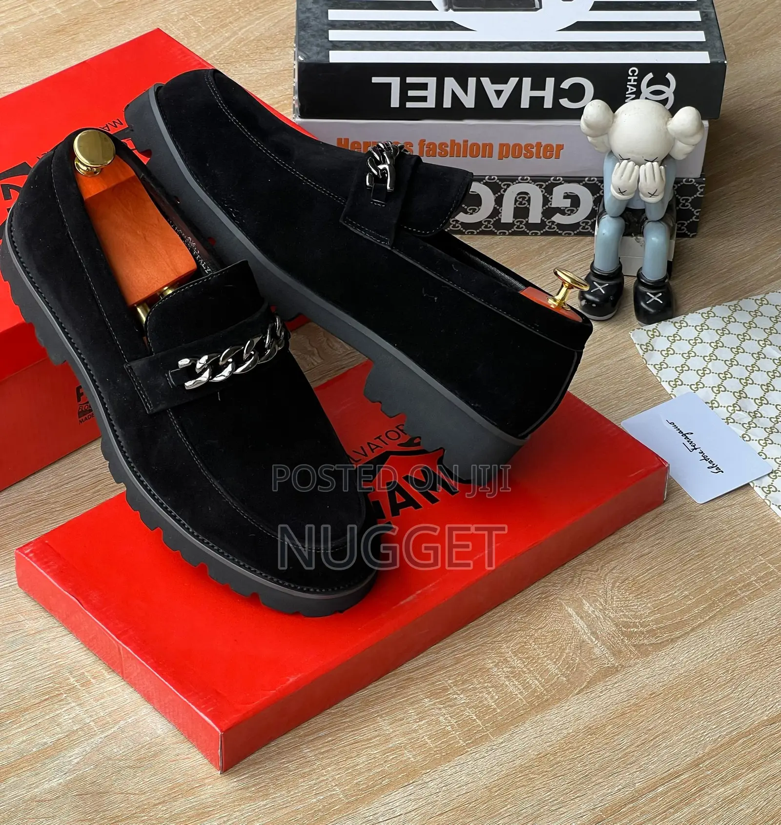 Ferragamo Black Suede Loafers 